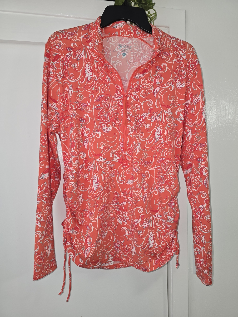 Carve Designs Coral and White Floral Zip-Front Tunic